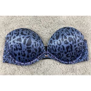 Victoria’s Secret very sexy blue leopard print strapless bra
